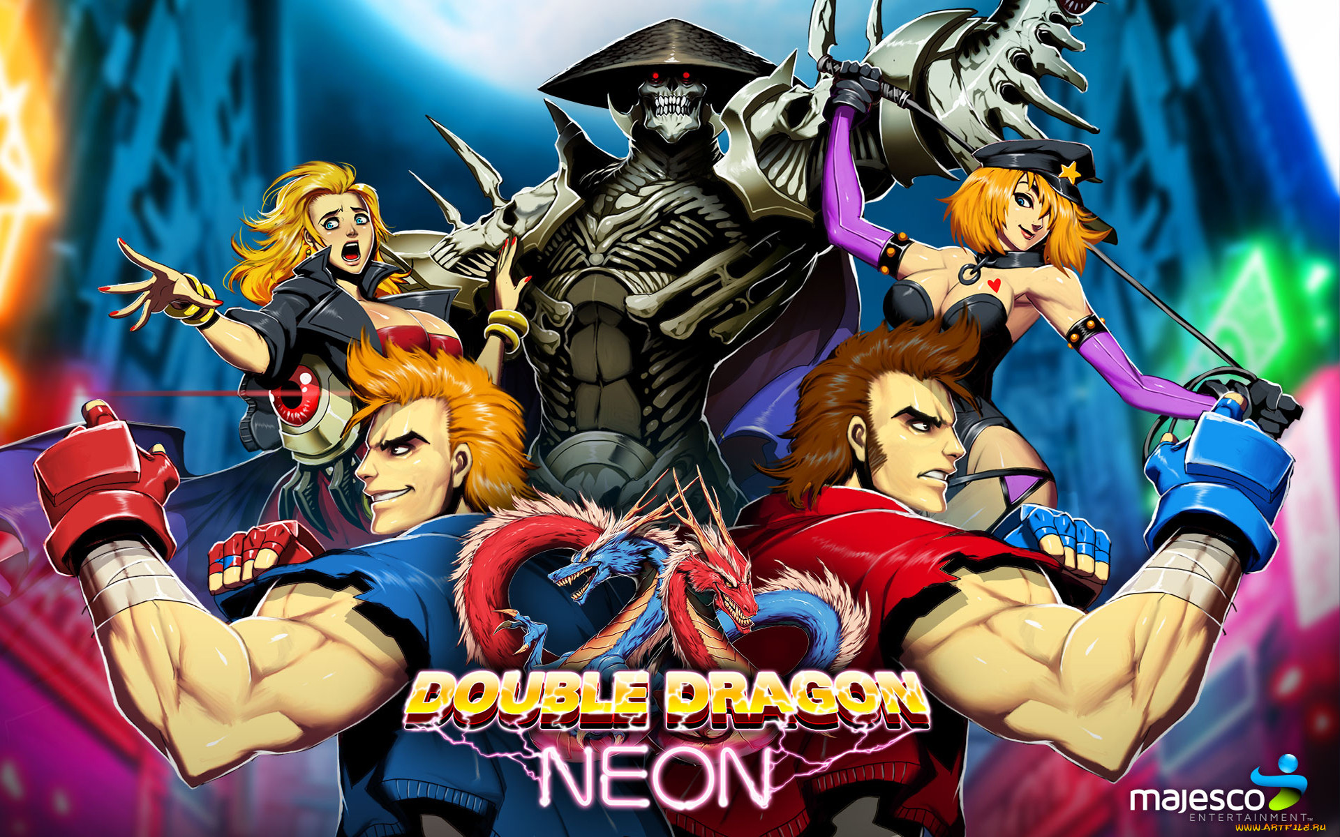 Обои Видео Игры Double Dragon Neon, обои для рабочего стола, фотографии  видео игры, double dragon neon, billy, lee, marian, double, dragon, neon,  jimmy, skullmageddon Обои для рабочего стола, скачать обои картинки заставки